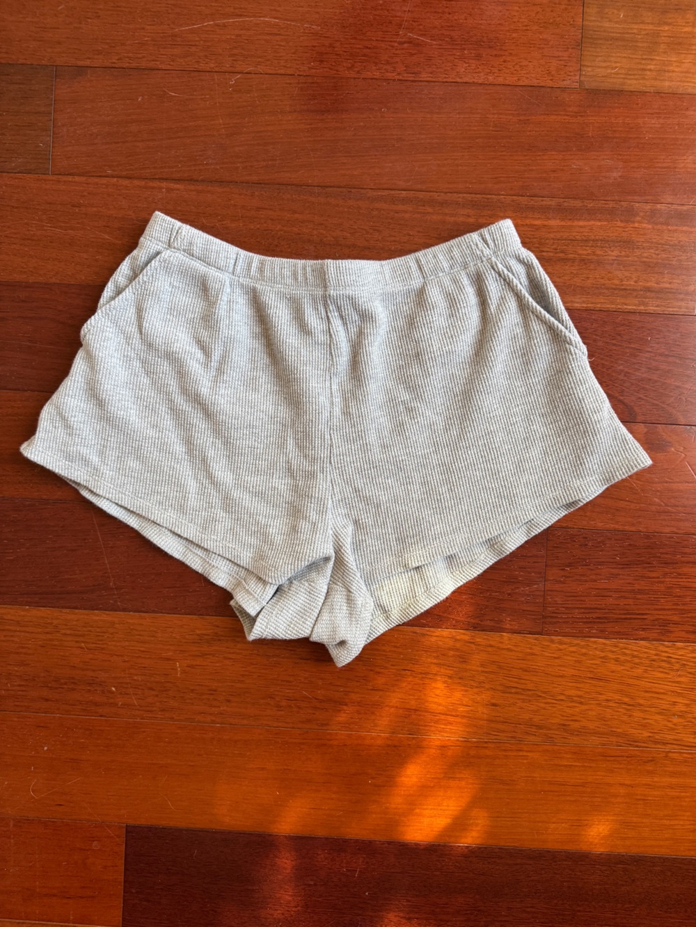 Lovers + Friends Light Gray Waffled Lounge Shorts